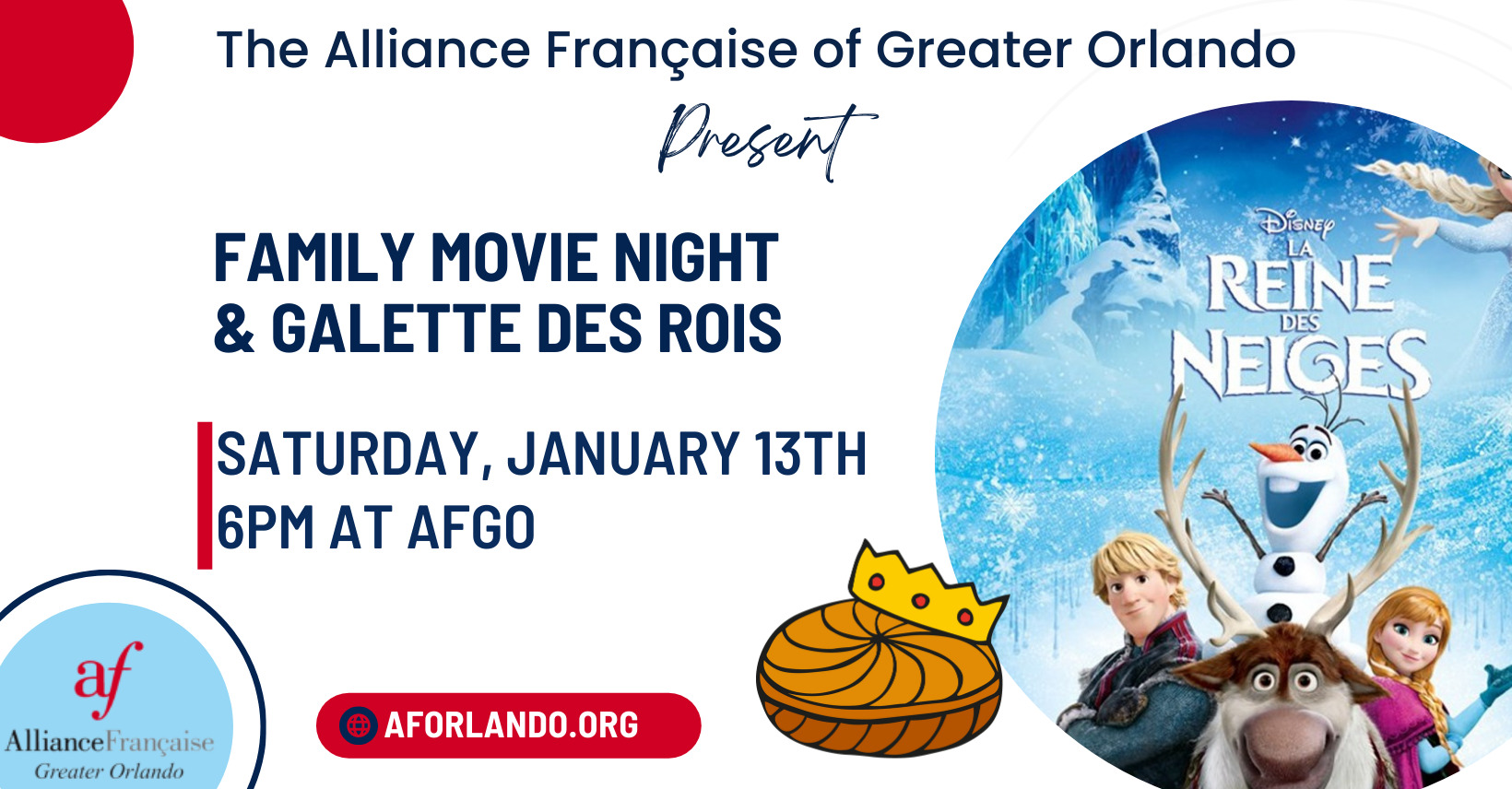 Magical Movie Night: Join Us for 'La Reine des Neiges' and La Galette des  Rois! - AFGO